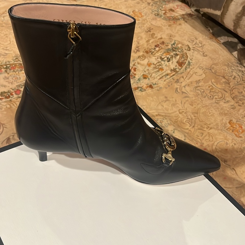 Gucci Kitten heel ankle boots Black womens 41-1/2 almost new!!!! authentic - Picture 3 of 10